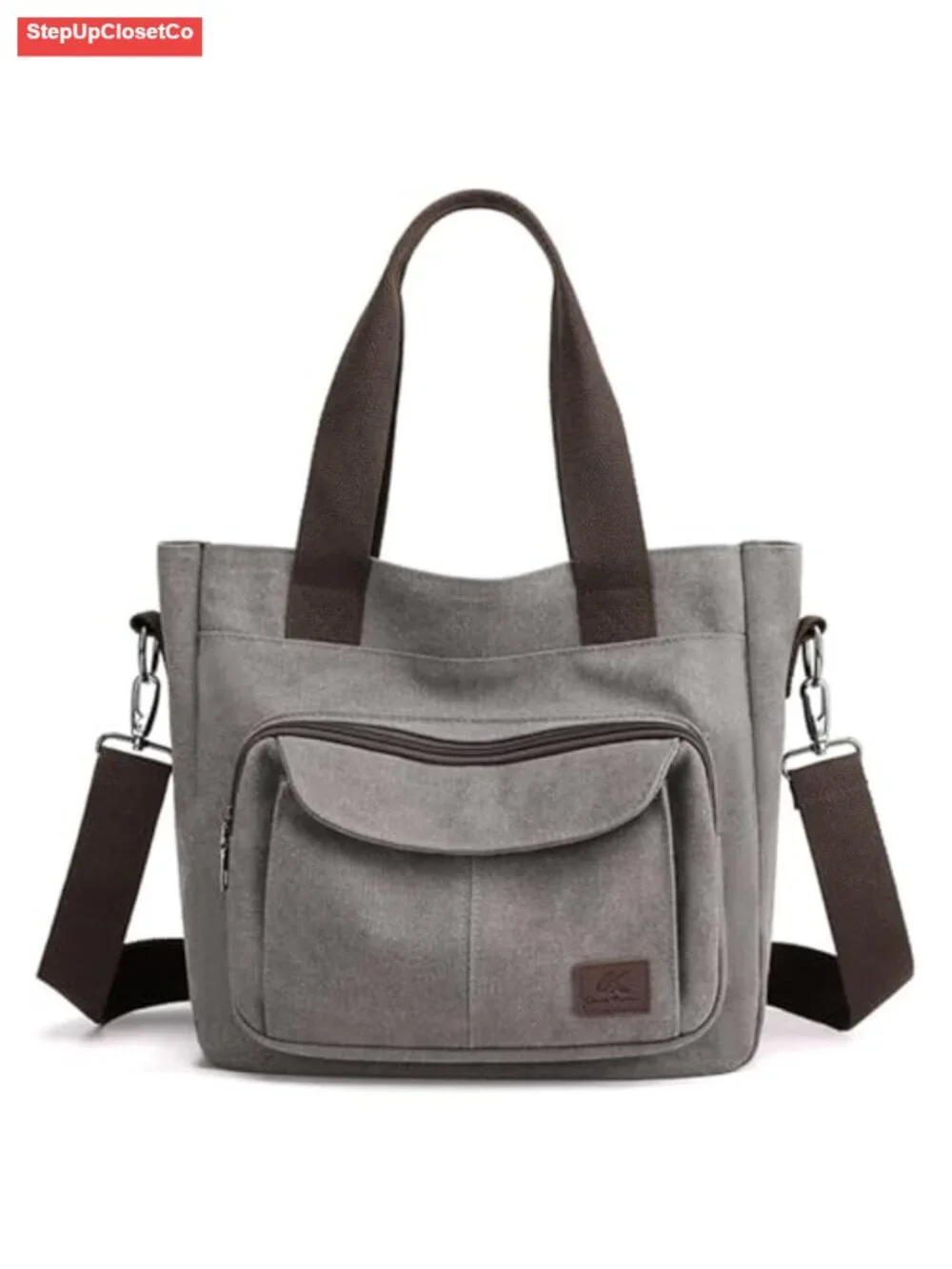 Women's Canvas Tote Purse Shoulder Crossbody Bag Multi-pocket Top Handle Work